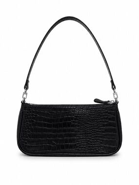 Black Shoulder Bag (Croc embossed)